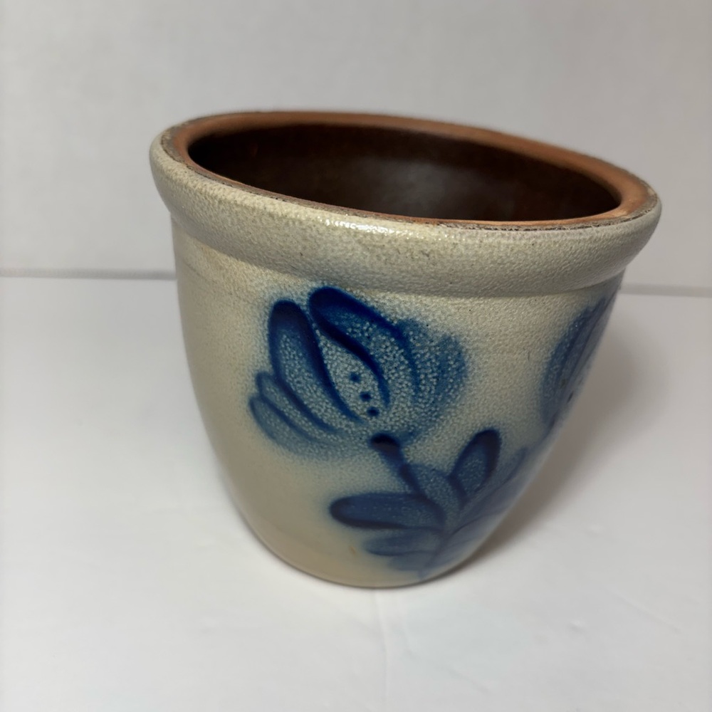 Beaumont Brothers Pottery BBP 1991 Signed Salt Glaze Blue Cream - Picture 3 of 9
